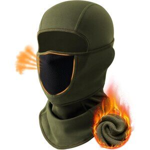 Women's Face Ski Mask with Movable Design Fleece Winter Face Cover Army Green